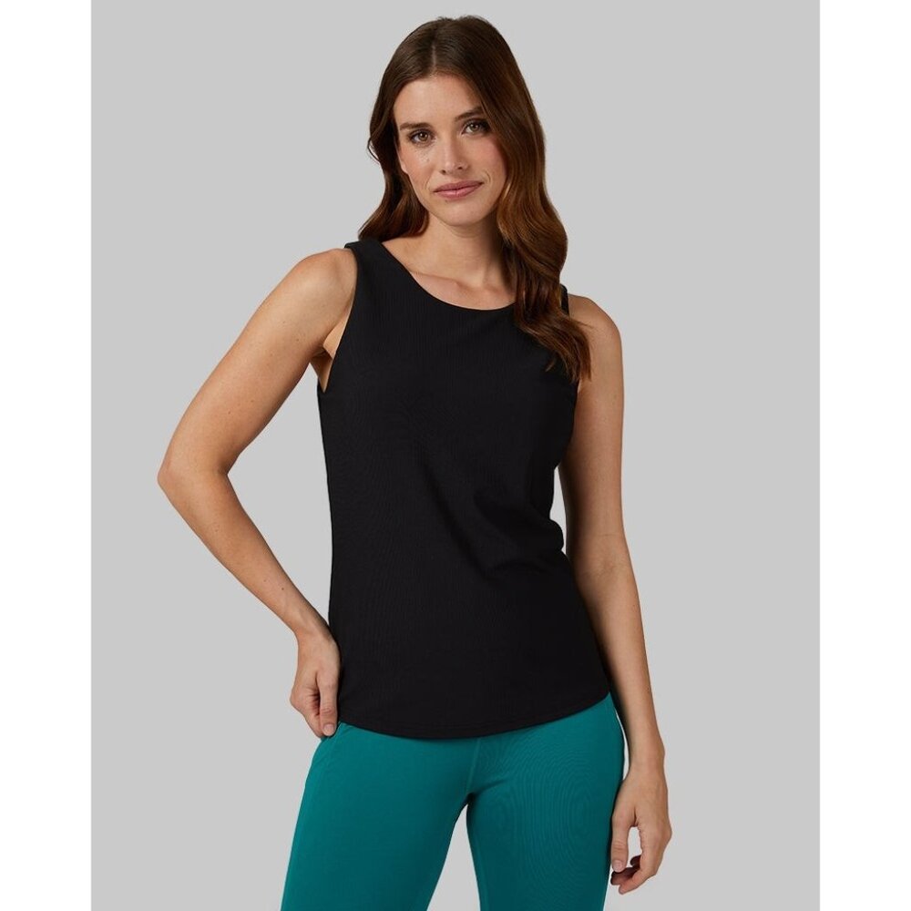 32 Degree WOMEN'S ACTIVE RIB BRA TANK, (Black, L)